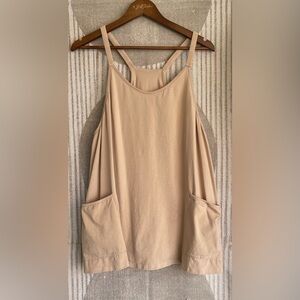 Beige Pocket Cotton Jumpsuit Romper